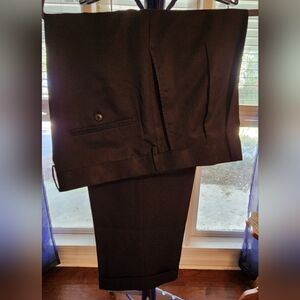 Haggar Classic Fit Men's Pleated Black Cuffed Dress Pants, 38W 29IN EUC